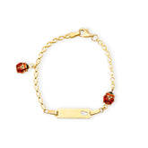 Baby Kinder Gelbgold Bracelet mit Marienkäfer & Gratis Gravur, 14-16 cm - GB-250/9